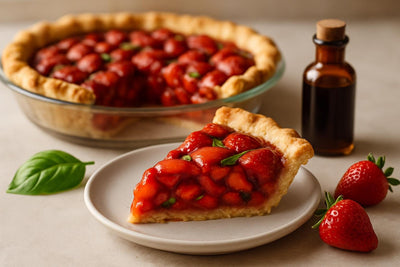 Slice of strawberry basil pie