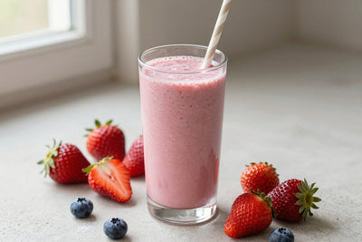 Strawberry Blueberry Smoothie in a glass