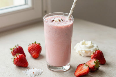 Strawberry Coconut Yogurt Smoothie in a glass