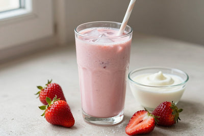 Strawberry Greek Yogurt Smoothie in a glass