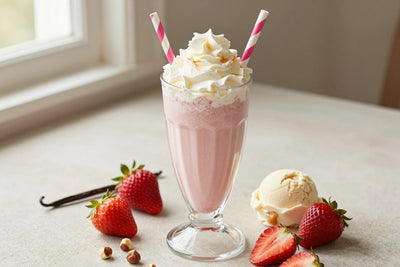 Strawberry Hazelnut Milkshake in a glass