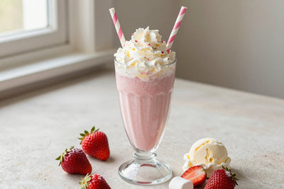 Strawberry Marshmallow Milkshake in a glass