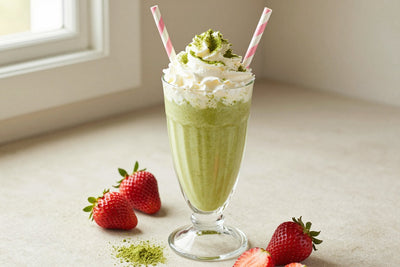 Strawberry Matcha Milkshake in a glass