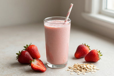 Strawberry Oatmeal Smoothie in a glass
