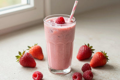 Strawberry Raspberry Smoothie in a glass