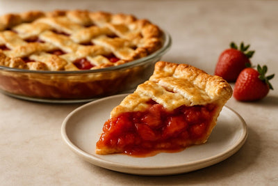 Slice of strawberry rhubarb pie