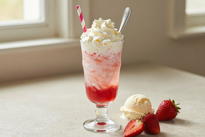 Strawberry Soda Float in a glass