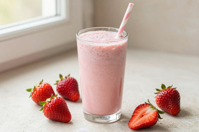 Strawberry Yogurt Breakfast Smoothie in a glass
