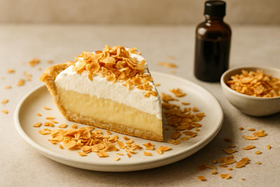 Slice of pie with toasted coconut flakes