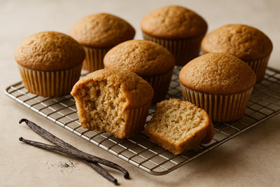 Vanilla Brown Sugar Espresso Muffins on a cooling rack