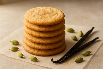 Stack of vanilla cardamom cinnamon cookies