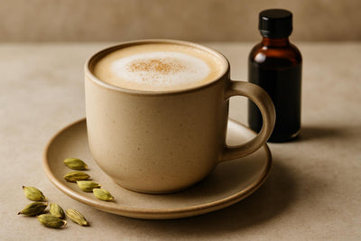 Vanilla Cardamom Latte in a ceramic mug