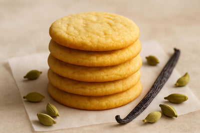 Stack of vanilla cardamom lemon cookies