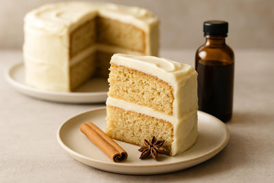 Slice of vanilla chai spice lemon cake