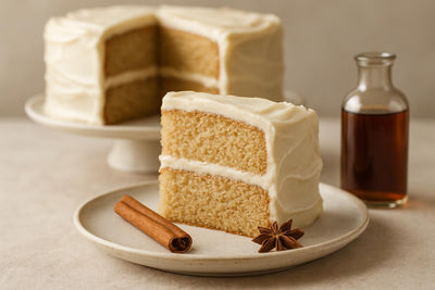 Slice of vanilla chai spice maple cake