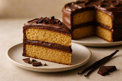 Slice of vanilla chocolate maple cake