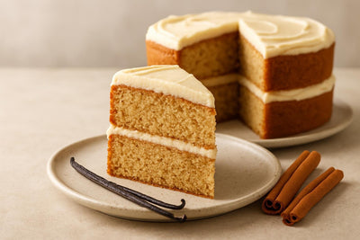 Slice of vanilla cinnamon cake