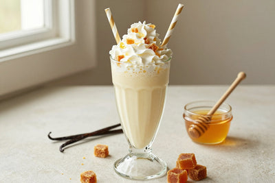 Vanilla Honeycomb Milkshake in a glass