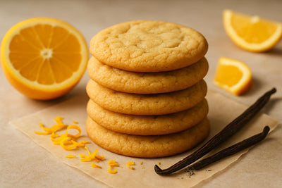 Stack of vanilla orange ginger cookies