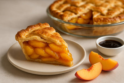 Slice of vanilla peach pie