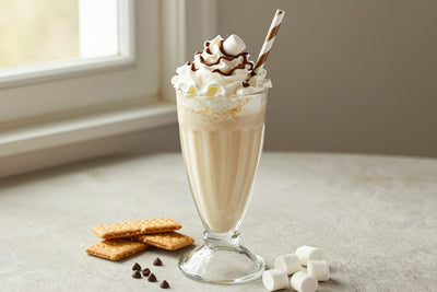 Vanilla S'mores Milkshake in a glass