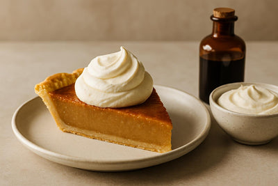 Slice of pie with vanilla whipped cream