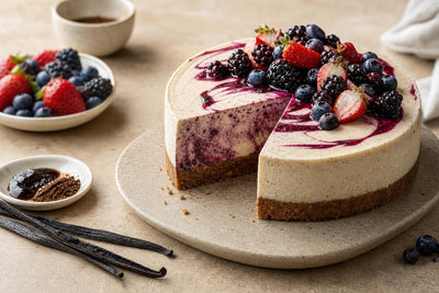 Vegan berry vanilla cheesecake