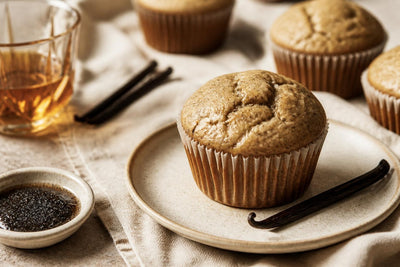Vegan bourbon vanilla muffins made with Mexican vanilla