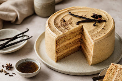 Vegan chai vanilla layer cake