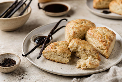 Vegan vanilla scones made with Mexican vanilla