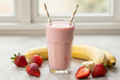Vegan Strawberry Banana Smoothie in a glass