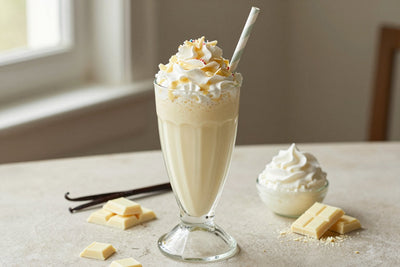 White Chocolate Birthday Cake Milkshake in a glass