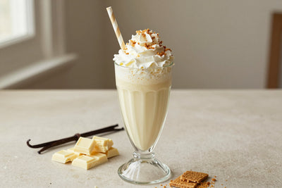 White Chocolate Cheesecake Milkshake in a glass