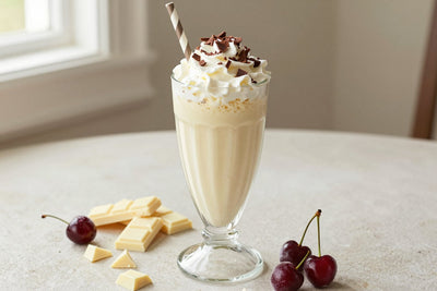 White Chocolate Cherry Milkshake in a glass