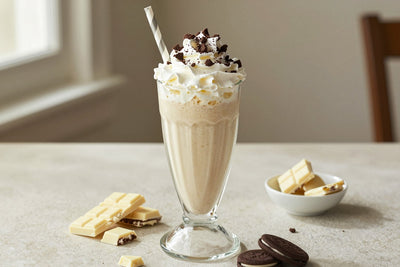 White Chocolate Cookies & Cream Milkshake in a glass