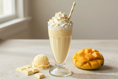 White Chocolate Mango Milkshake in a glass