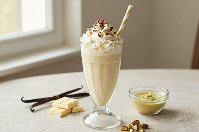White Chocolate Pistachio Milkshake in a glass