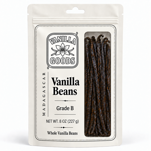 Madagascar Vanilla Beans, Grade B, 8 oz bag