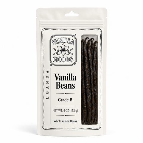 Uganda Vanilla Beans, Grade B, 4oz bag