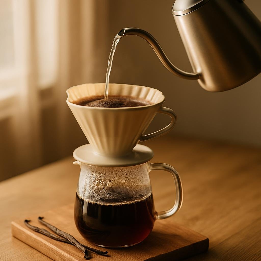 Brewing Bali Blue Single-Origin Coffee with real vanilla