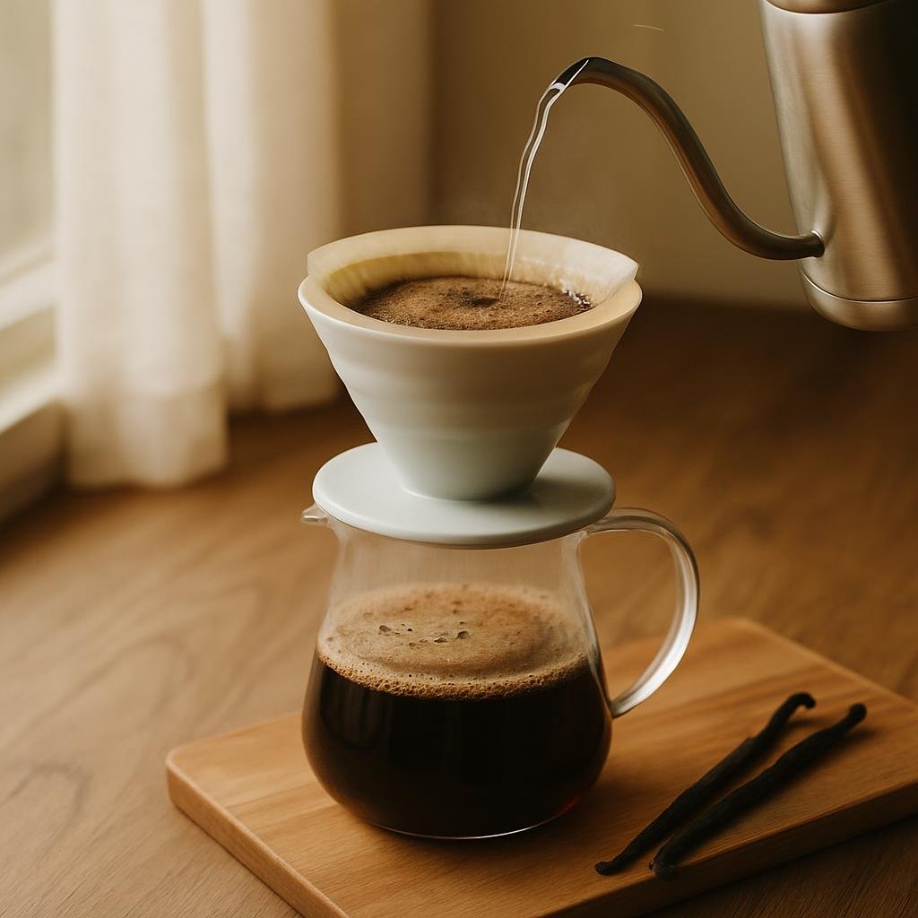 Brewing Breakfast Blend Coffee with real vanilla