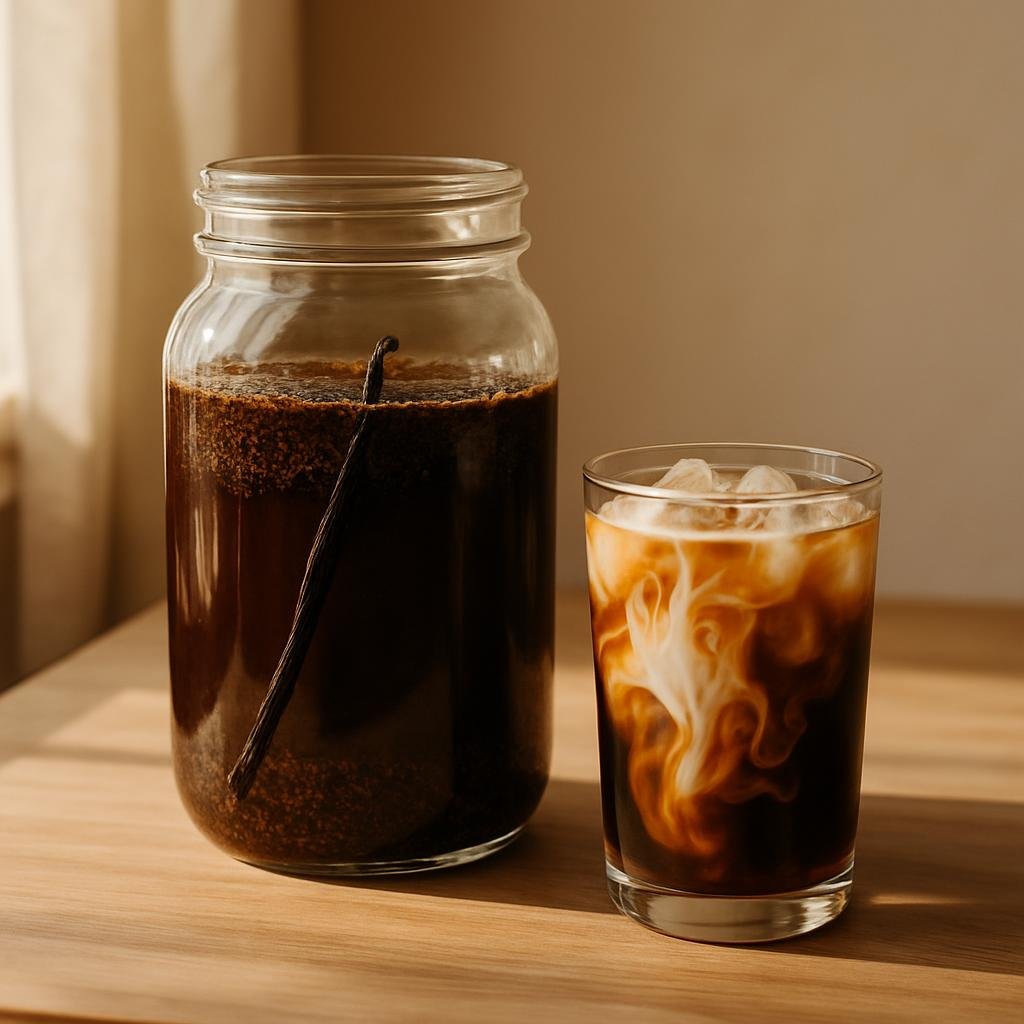 Brewing Cold Brew Coffee Blend with real vanilla