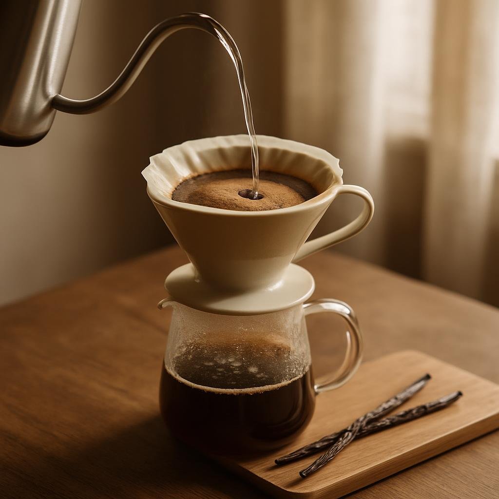 Brewing Single-Origin Coffee Sampler with real vanilla