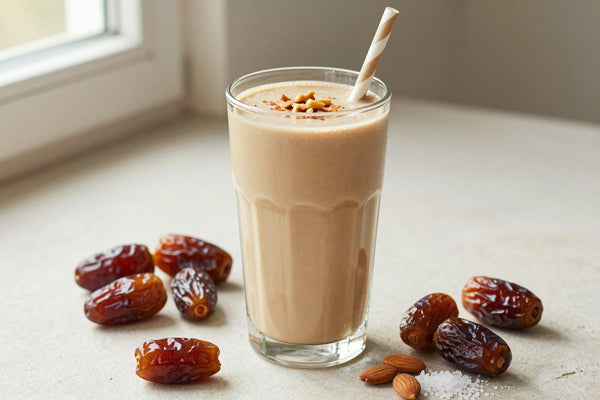 Almond Butter Date Smoothie in a glass