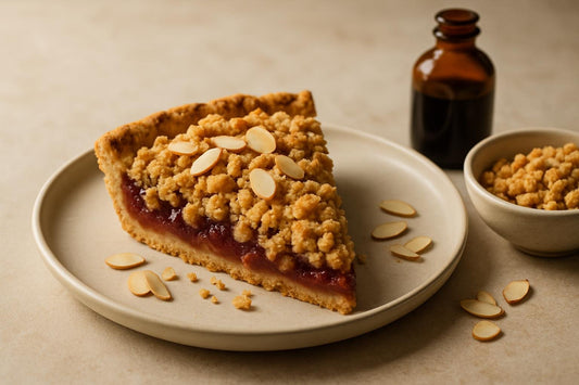 Slice of pie with almond streusel
