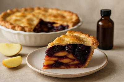 Slice of apple blackberry pie
