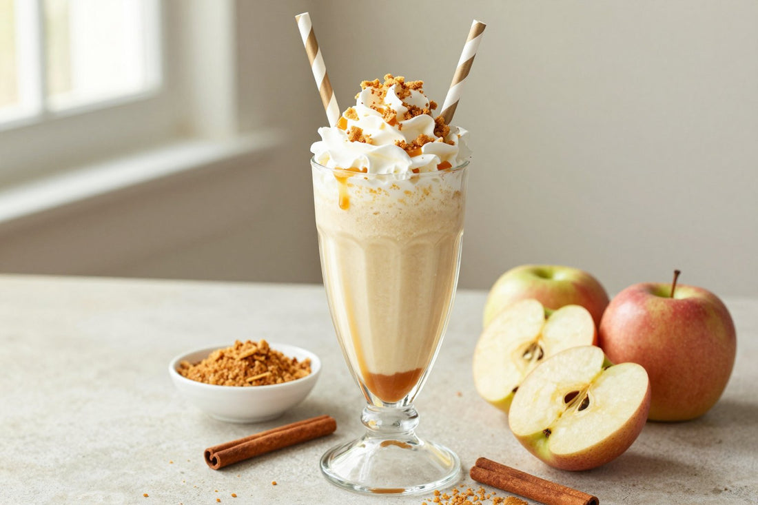 Apple Caramel Pie Milkshake in a glass