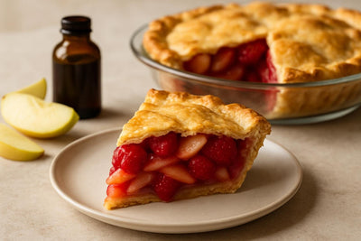 Slice of apple raspberry pie