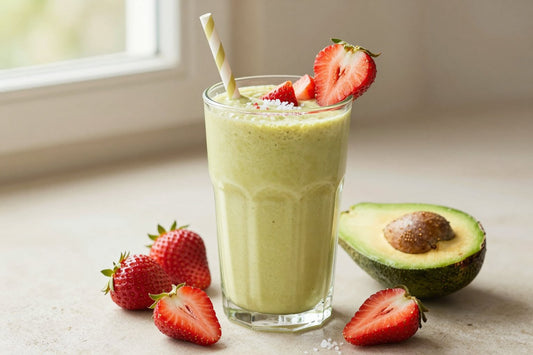 Avocado Strawberry Smoothie in a glass