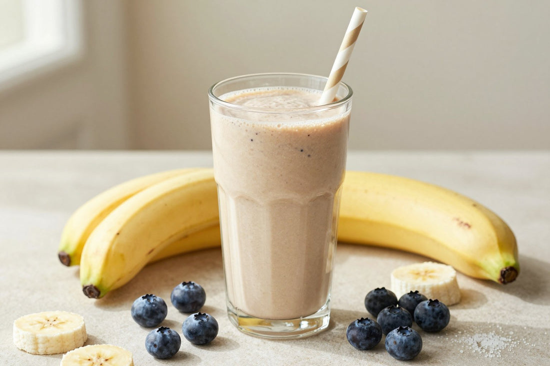 Banana Blueberry Smoothie in a glass